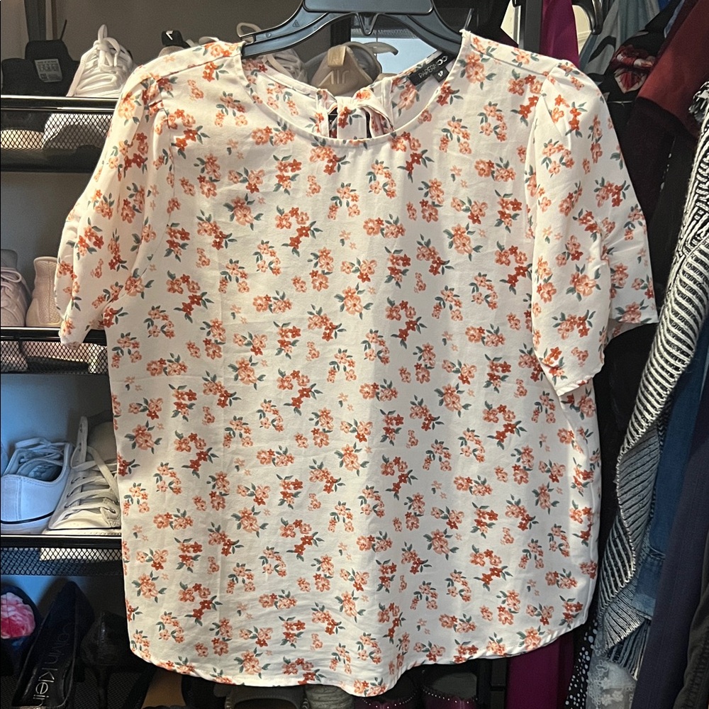 Papermoon Floral Print Blouse - Cream and Red